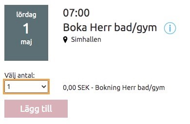 Utklipp från bokningssidan Utklipp från bokningssidan